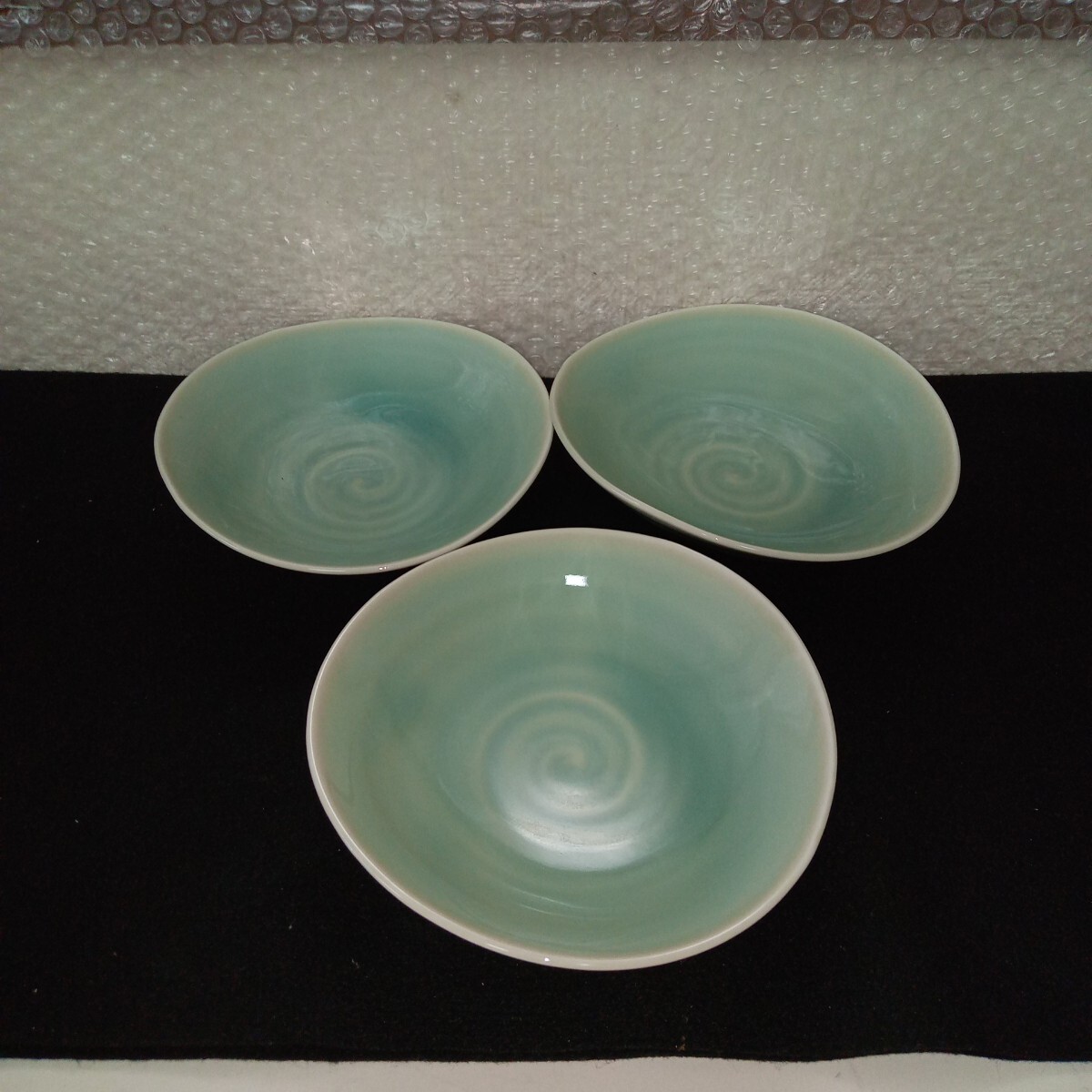 雑A-021/ たち吉 緑彩 デザート皿 3枚 SH-103 箱付き/L11/70903拍卖