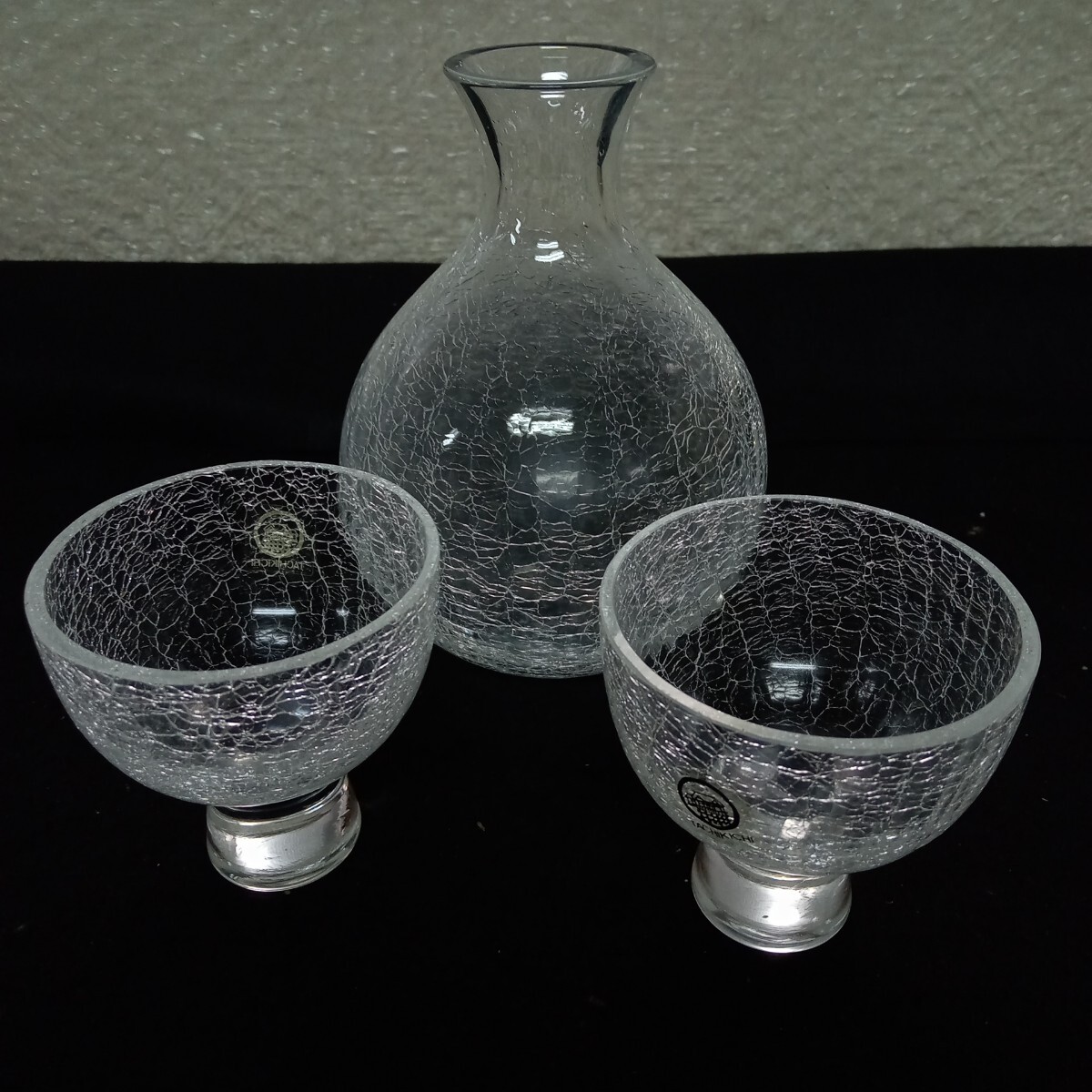 雑A-041/クラフト ガラス 雪あかり冷酒セット 創作陶器 たち吉/L11/70916拍卖