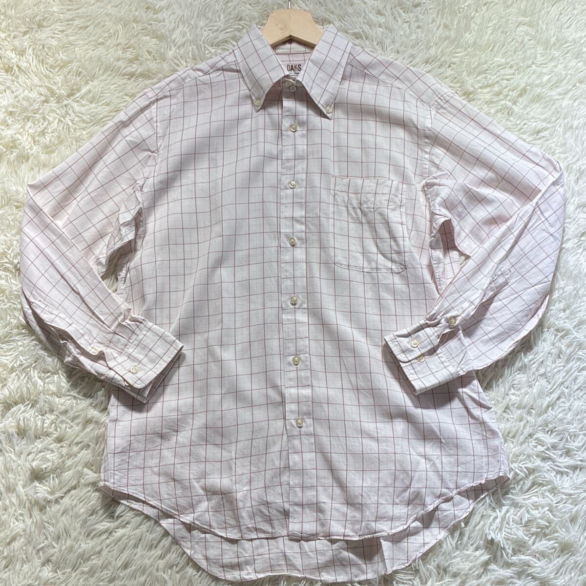 美品/XL相当◎DAKS ダックス 長袖シャツ ボタンダウンシャツ BD チェック メンズ 紳士服 ロゴ刺繍拍卖