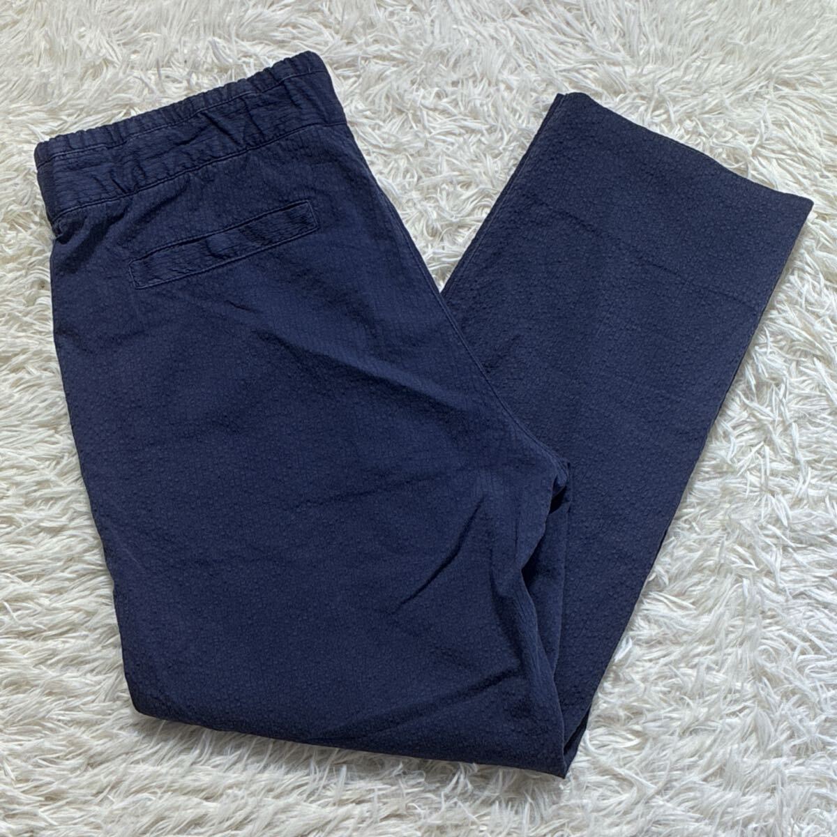 最高級/革タグ◎ジョルジオ アルマーニ GIORGIO ARMANI パンツ スラックス イージーパンツ ストレッチ 紺 ネイビー M〜L相当 黒タグ メンズ拍卖