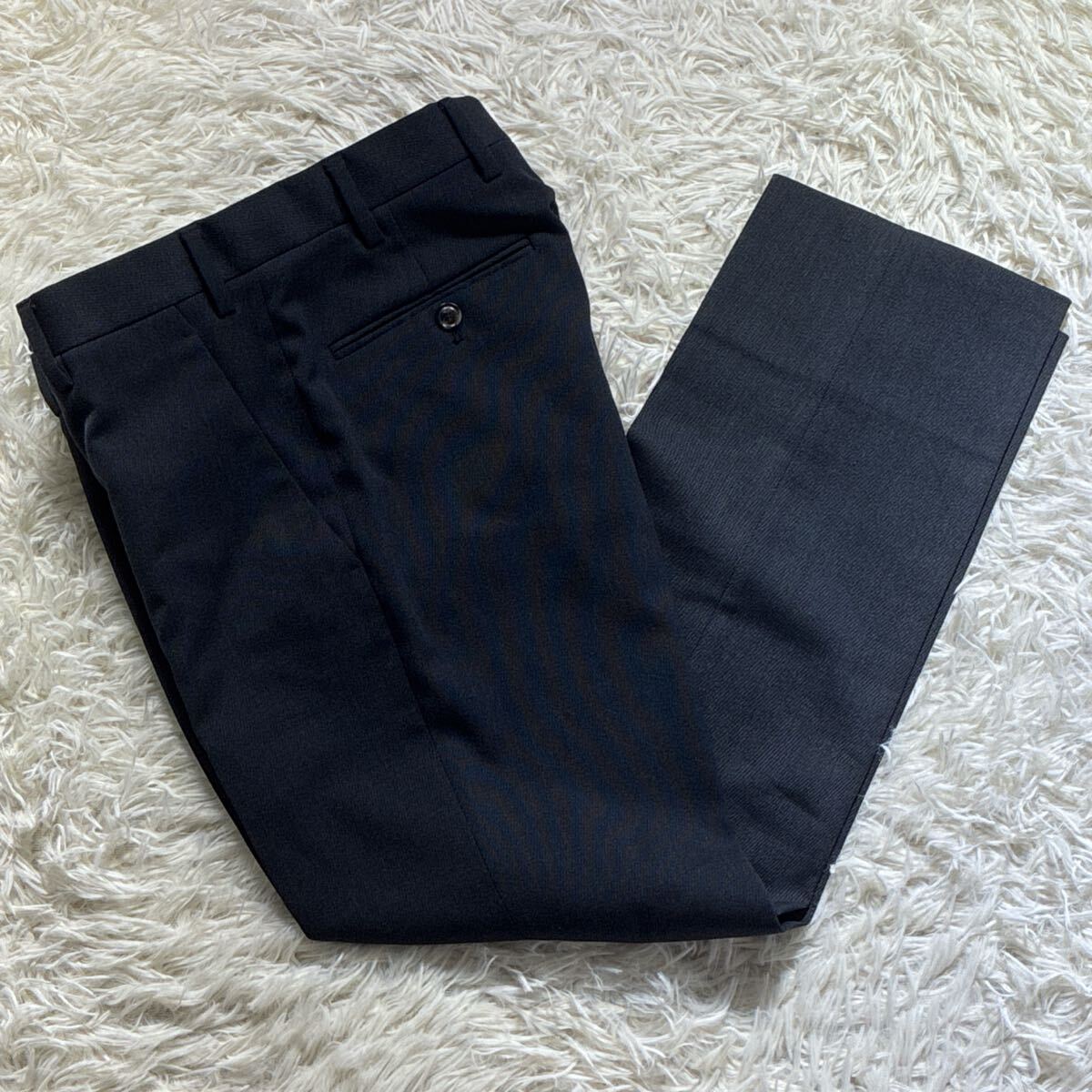 極美品◎ジョルジオ アルマーニ GIORGIO ARMANI パンツ スラックス テーパードパンツ 光沢感 黒 ブラック 44 M相当 メンズ 紳士服 スーツ 拍卖