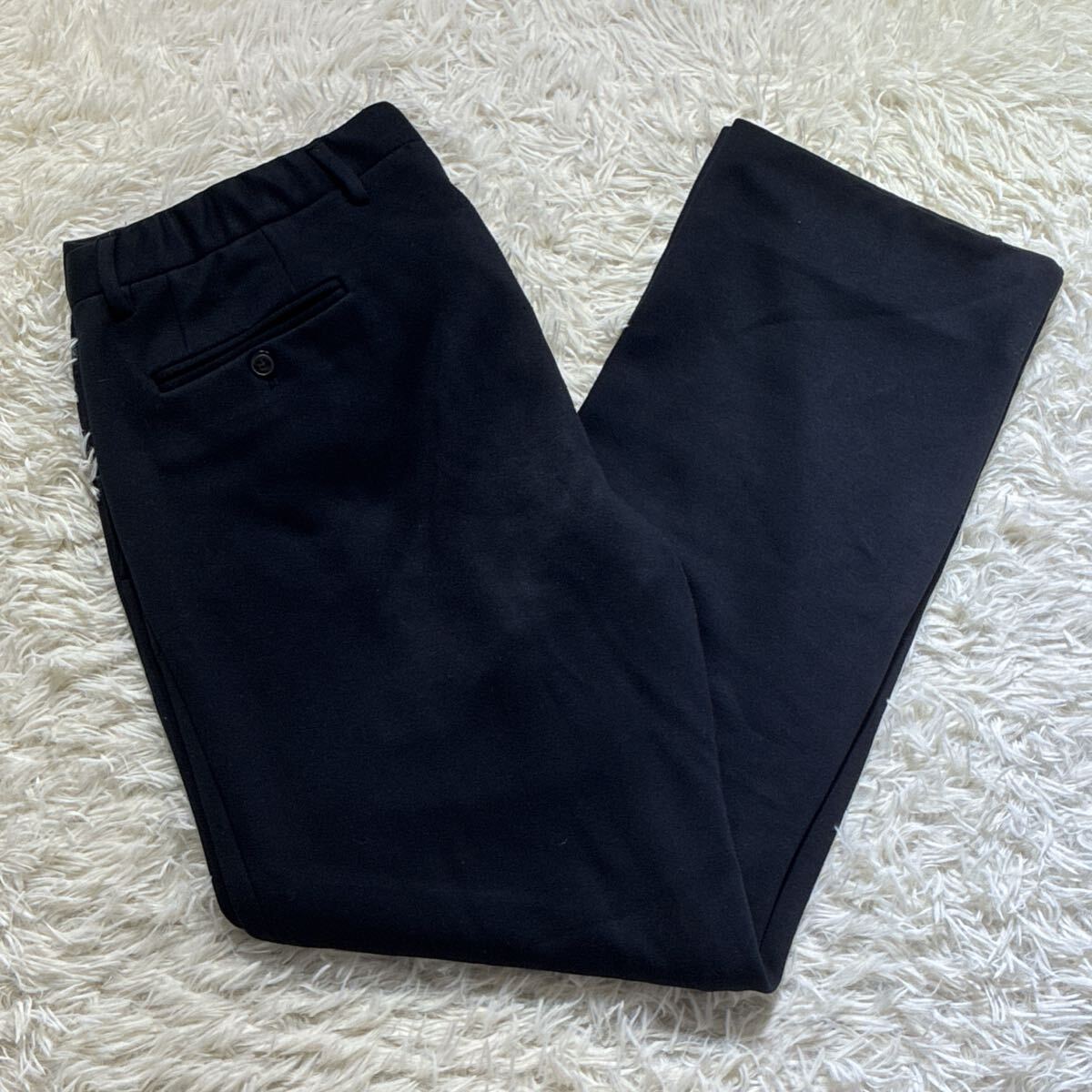 美品/XL相当◎ジョルジオ アルマーニ GIORGIO ARMANI スラックス ワイドパンツ 黒 ブラック 光沢感 メンズ 紳士服 最高級 黒タグ拍卖