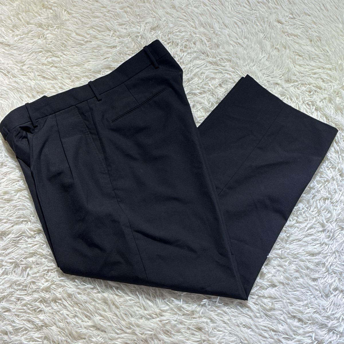 極美品/Lサイズ◎STEVEN ALAN スティーブンアラン テーパードパンツ スラックス ワイドパンツ 黒 ブラック ツータック メンズ拍卖