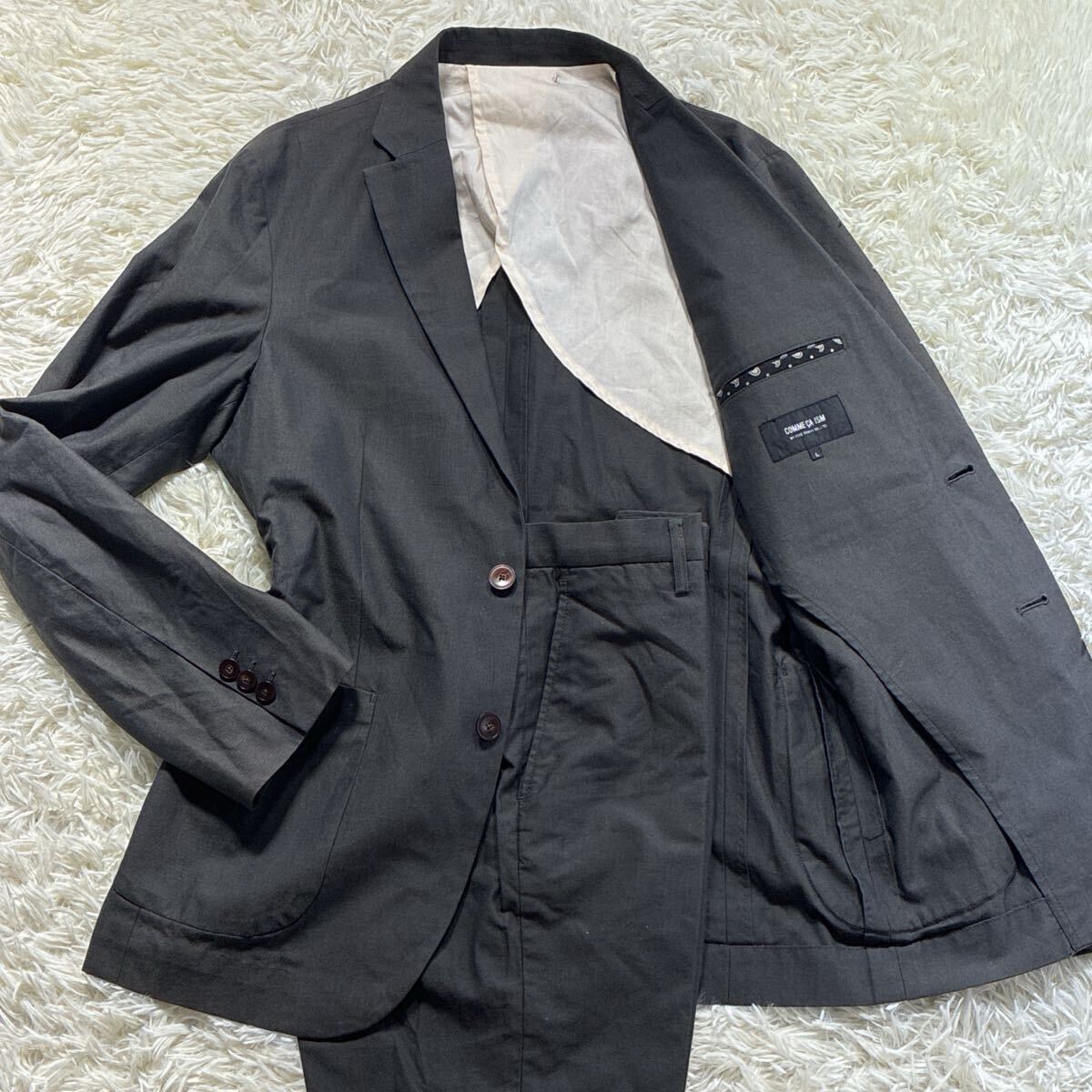 極美品/Lサイズ◎COMME CA ISM コムサイズム スーツ セットアップ テーラードジャケット グレー ペイズリー柄 メンズ 紳士服拍卖