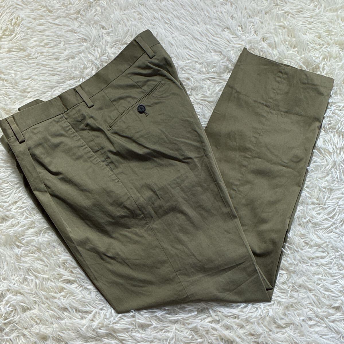 極美品◎ダーバン D'URBAN ミリタリーパンツ スラックス テーパードパンツ カーキ ワンタック W86 メンズ コットン 綿拍卖