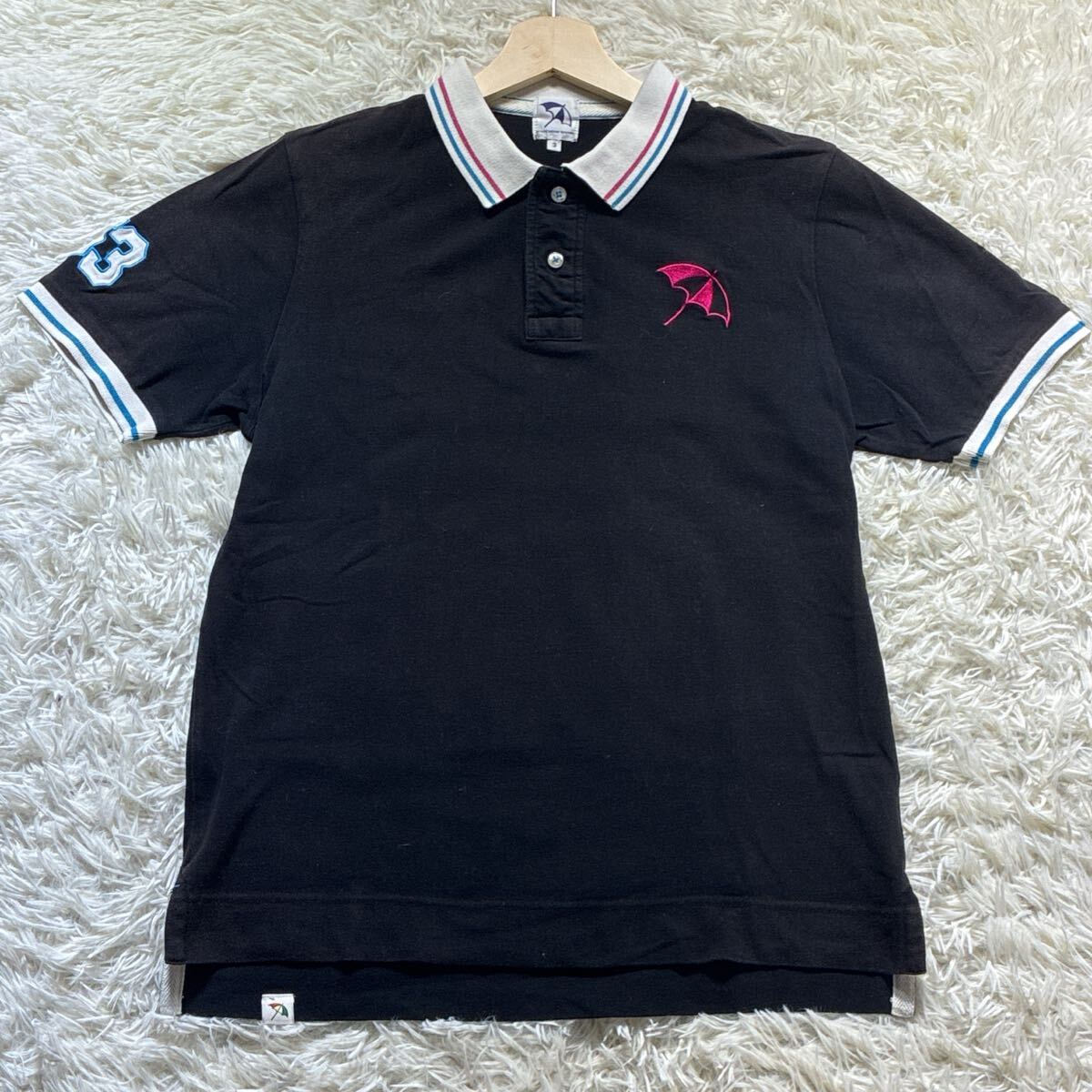 美品/Lサイズ◎アーノルドパーマー Arnold Parmer 半袖 ポロシャツ 刺繍 3 紺 ネイビー メンズ ゴルフ 鹿の子拍卖