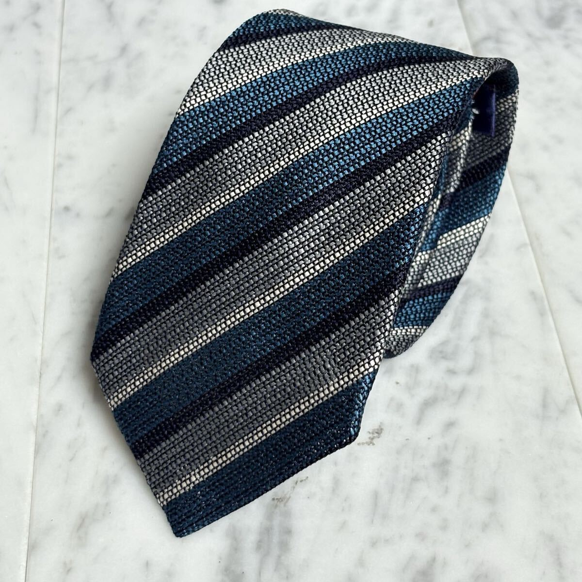 【未使用】 999円~ Austin Reed ネクタイ ストライプ グレー ブルー系 (B15)拍卖