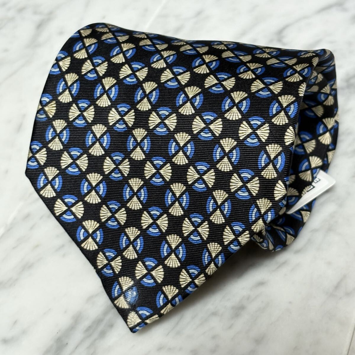 【美品】 999円~ Yves Saint Laurent ネクタイ ブラッブロックチェック柄 パターン柄 ブルー (GB1)拍卖