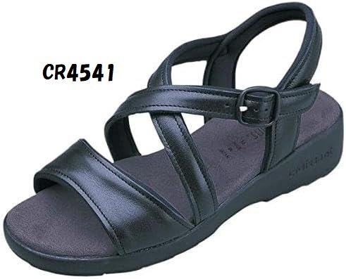 しなやか本革 L クロワッサン CR4591 黒 牛革 日本製 幅広 EEE 婦人 靴 レディース ストラップ サンダル バックバンド 母の日 CROISSANT拍卖