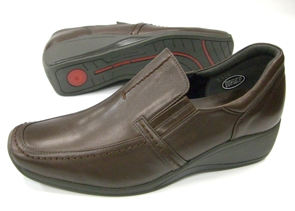 即決 24.0cm SPORTS NINE 2408 DBR スポーツナイン 柔か 幅広 EEE 本革 婦人 靴 レディース ウエッジ カジュアル パンプス オフィス 履き拍卖