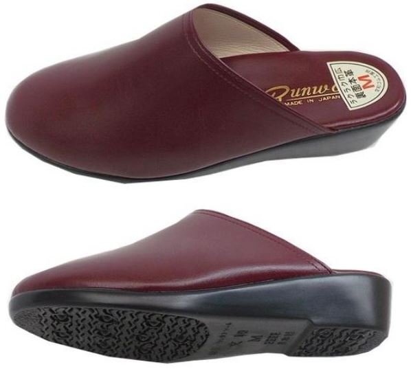 即決 文和 3500 WINE L bunwa 前かぶり つま先カバー 日本製 革裏 婦人 レディース オフィス履き 事務所履き 防寒 モード履き サンダ拍卖