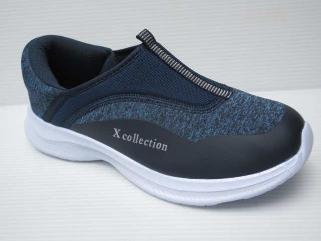 手ぶらでずっぽり ハンズフリー スリッポン 25.0cm 超軽量 幅広 X Collection 1432 ネイビー 紳士 メンズ スニーカー 作業履き デイサービ拍卖