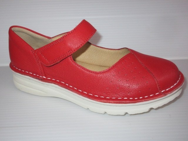 超柔らかクッション パンプス Y&T 3761 レッド 24.0 本革 幅広 4E EEEE 婦人 レディース マジック スリッポン ウォーキング シューズ拍卖