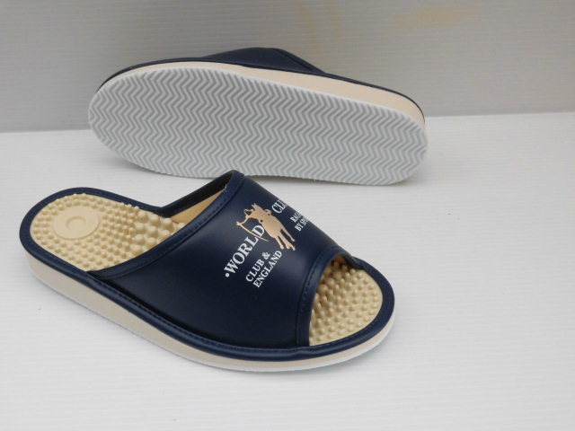 丈夫な日本製 ポロ健康サンダル M(25~25.5) POLO WORLD CLUB 7333 紺 紳士 メンズ スリッパ オフィス 事務所 室内 履き サンダル ケンサン拍卖