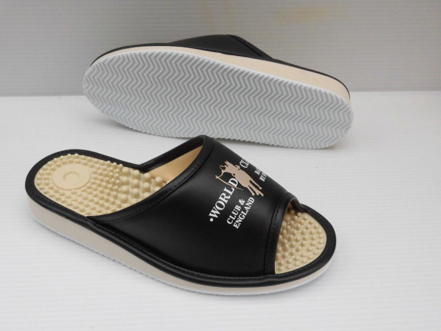 大きいキングサイズ 3L ポロ健康 サンダル 日本製 POLO WORLD CLUB K752 黒 紳士 メンズ スリッパ オフィス 事務所 履き ケンサン 健康履き拍卖
