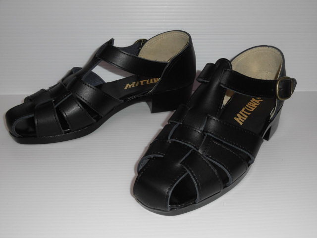 かかと付き S サンダル Mitsuwa ミツワ MW006 黒 本革 牛革 日本製 紳士 メンズ バス タクシー ドライバー 運転用 ドライビングシューズ拍卖