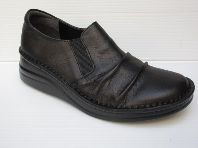 痛くない柔かクッション 23.0 SPORTS NINE 8303 黒 スポーツナイン 婦人 レディース ウォーキング 厚底 サイドゴア シューズ スリッポン拍卖