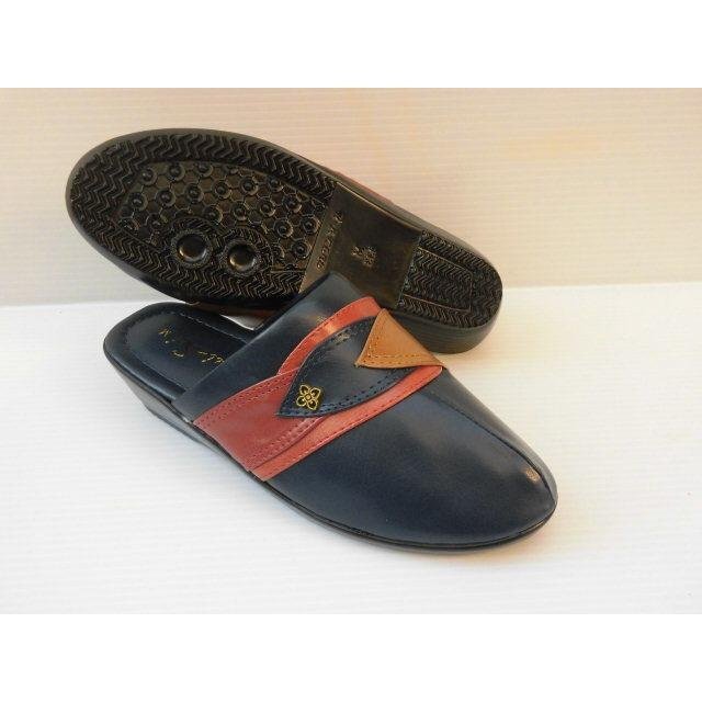 即決 M ぺぺ PEPE 5494 紺 外反母趾 事務所 オフィス 防寒 モード 履き 婦人 レディース サンダル 前かぶり つま先カバー つっかけ拍卖