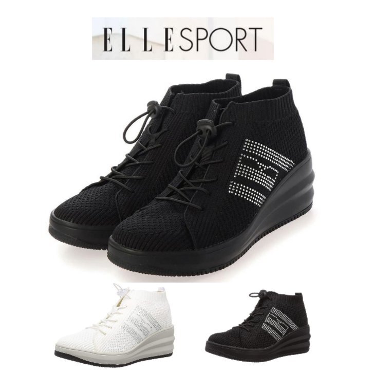 【送料無料】身長5.5cm アップ マドラス エルスポーツ ESP12713A 黒 23.5 ELLE SPORTS スニーカー 婦人 レディース ウォーキングシューズ拍卖