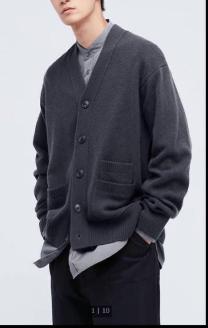 ★人気 UNIQLO ジルサンダー コラボ +J プレミアムラムVネックカーディガン XL グレー 長袖 カーディガン カジュアル ブランド ユニクロ拍卖