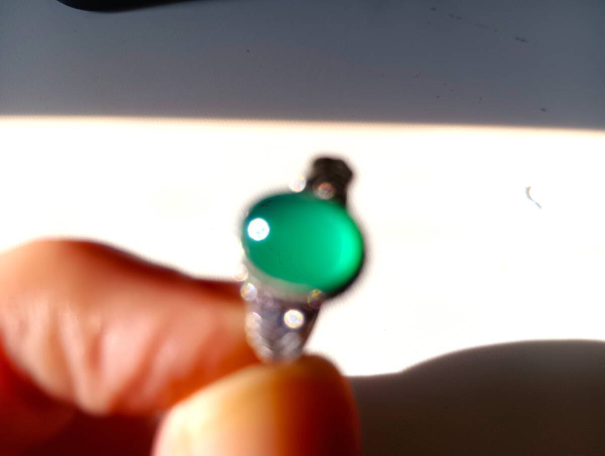 オニキス リング 指輪 一回限り 手元に有ります★更に素敵な宝飾品を付けます。天然グリーンオニキス 925 シルバーメッキ USサイズ 6.5拍卖