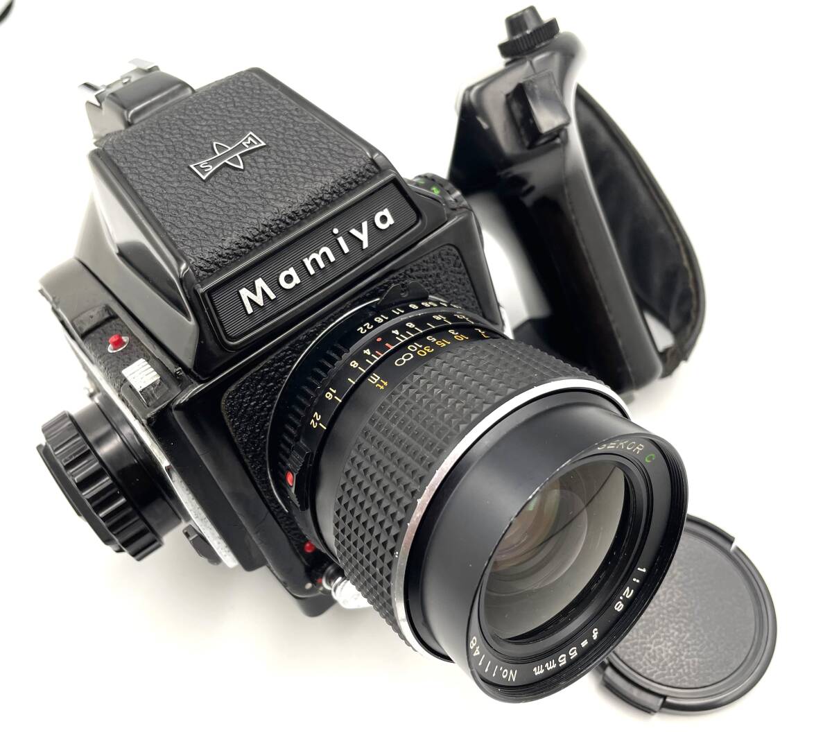 Mamiya M645 SEKOR 55mm 1:2.8 グリップ レンズフロントキャップ 付 マミヤ m645 645 55 2.8 ...拍卖