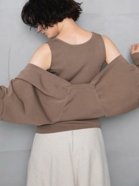 新品 Enchainement HER. ニットボレロ カーディガン モカベージュ拍卖