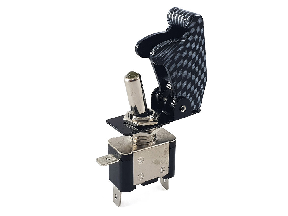 ミサイルスイッチ トグルスイッチ カーボンカバー 青色LED内臓 トグル型 汎用 12V拍卖