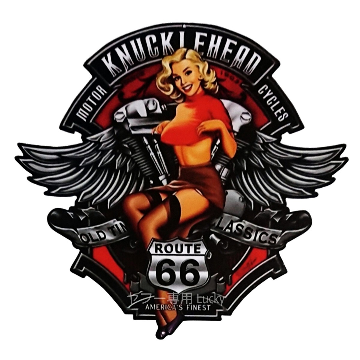 ヴィンテージ レトロ 転写 ステッカー 車 カッティングステッカー シール デカール ナックルヘッド ハーレー ピンナップ ガール luk293拍卖