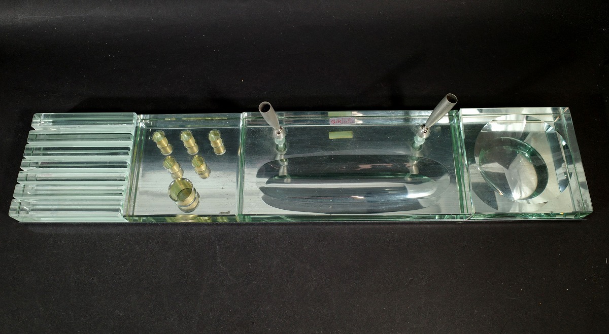 GALLOTTI & RADICE ガロッティ&ラディス ガラス ペン立て 小物入れ ホルダー カウンター デスク トレー 家具拍卖