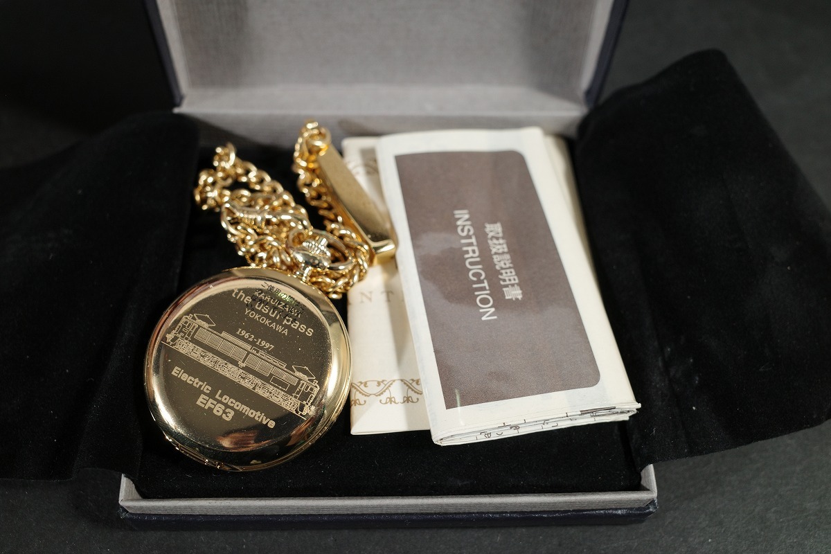 未使用 限定 Tomixclub Electric Loocomotive トミックスクラブ EF63 電気機関車 メモリアルウォッチ 懐中時計 ゴールド 碓氷峠 付属品拍卖