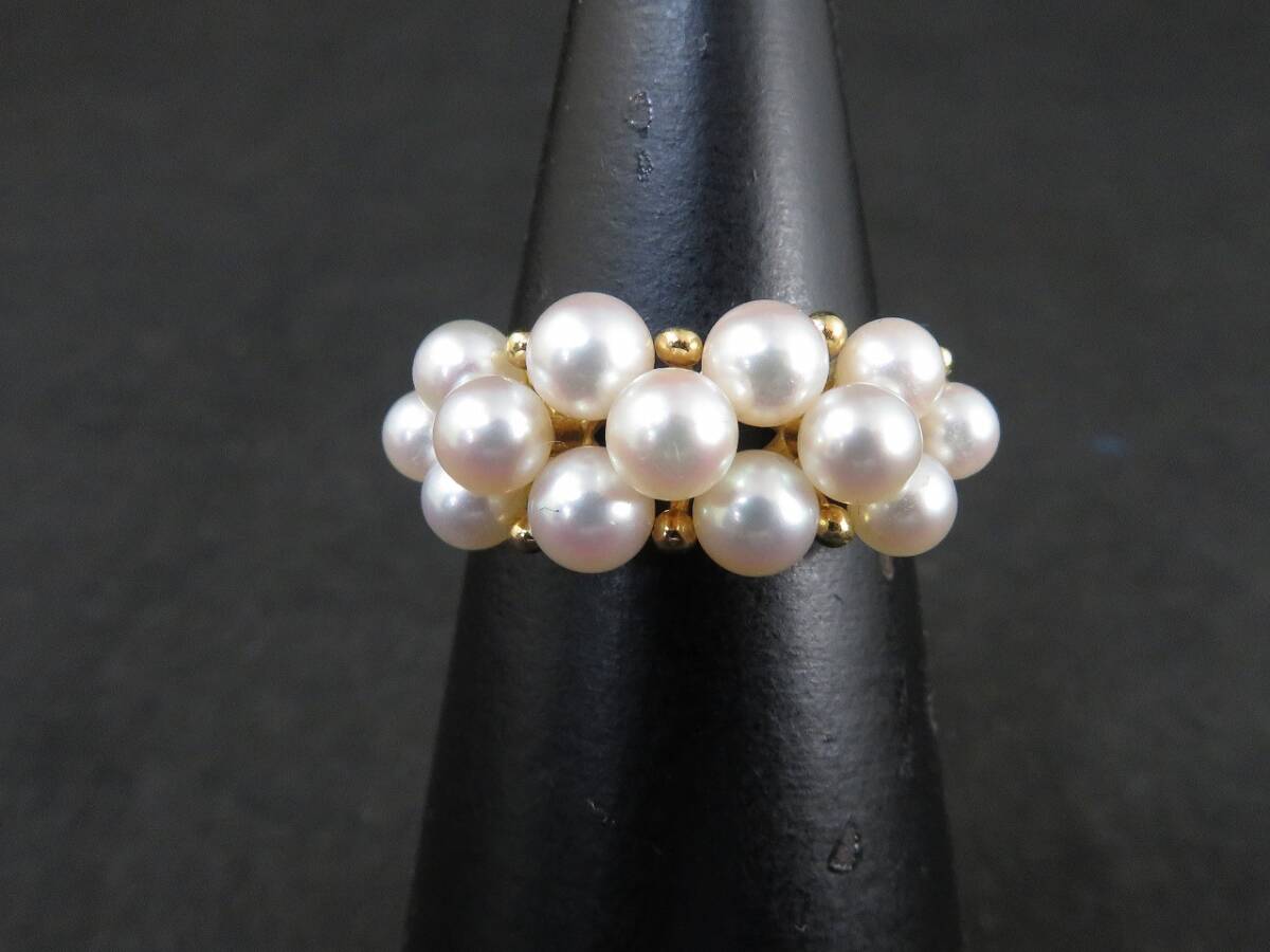 MIKIMOTO ミキモト パール リング 指輪 ベビーパール 真珠 13号 K18YG イエローゴールド レディース拍卖
