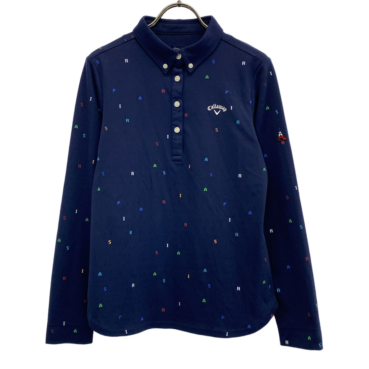 Callaway キャロウェイ 長袖 ボタンダウン ポロシャツ L ネイビー レディース拍卖