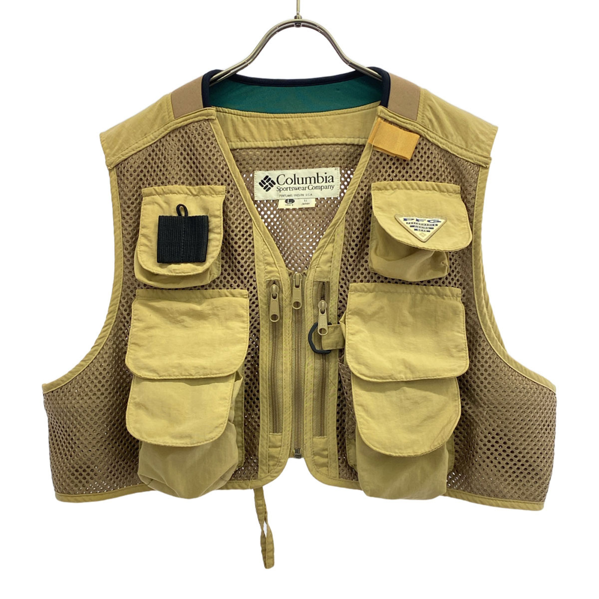 Columbia コロンビア 90s オールド フィッシング ベスト LL ベージュ アウトドア FM1400 PFG メンズ拍卖