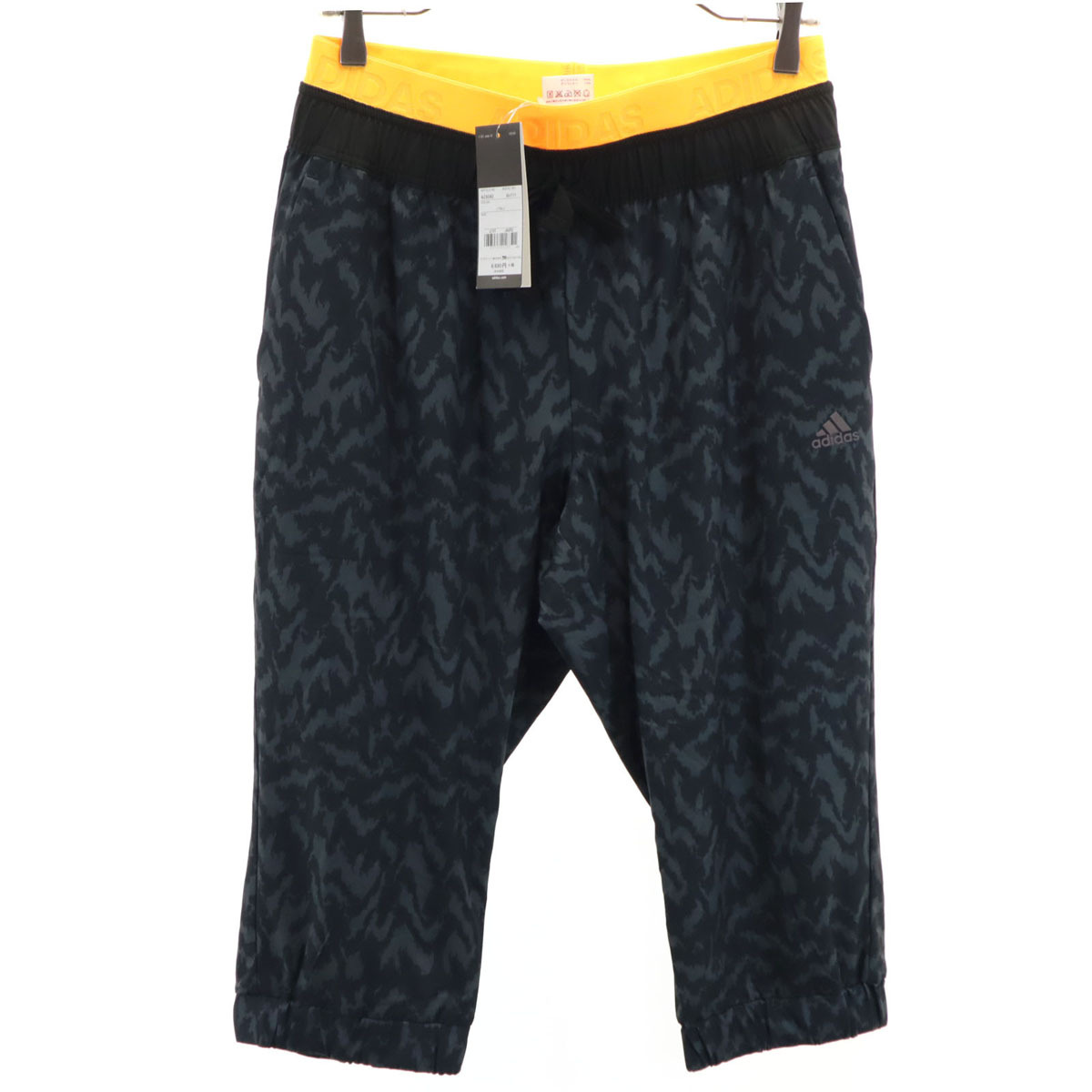 未使用 adidas アディダス グラフィック柄 トレーニング ウーブン カプリパンツ OT チャコールブラック レディース拍卖