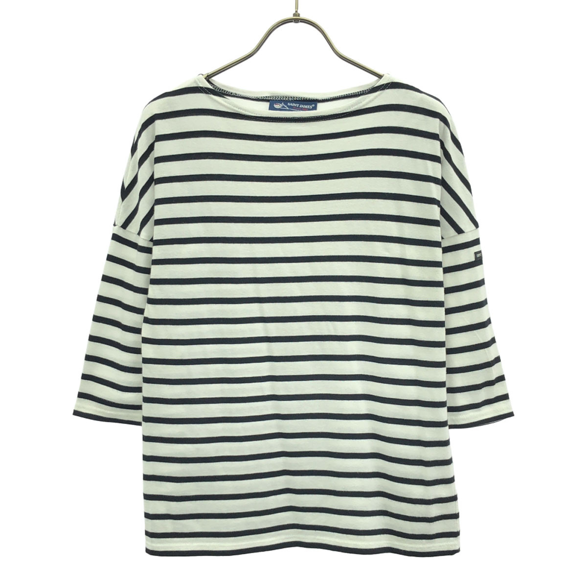 SAINT JAMES セントジェームス フランス製 ボーダー柄 5分袖 カットソー XS ホワイト ロンT メンズ拍卖