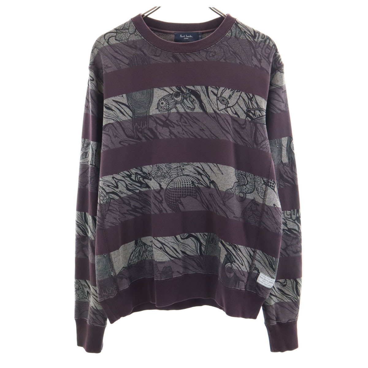 Paul Smith JEANS ポールスミスジーンズ ボーダー 長袖 トレーナー L パープル系 スウェット メンズ拍卖