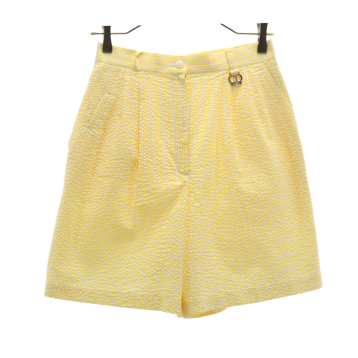 Christian Dior SPORTS クリスチャンディオールスポーツ 90s オールド ストライプ柄 シアサッカー ショートパンツ L イエロー レディース拍卖