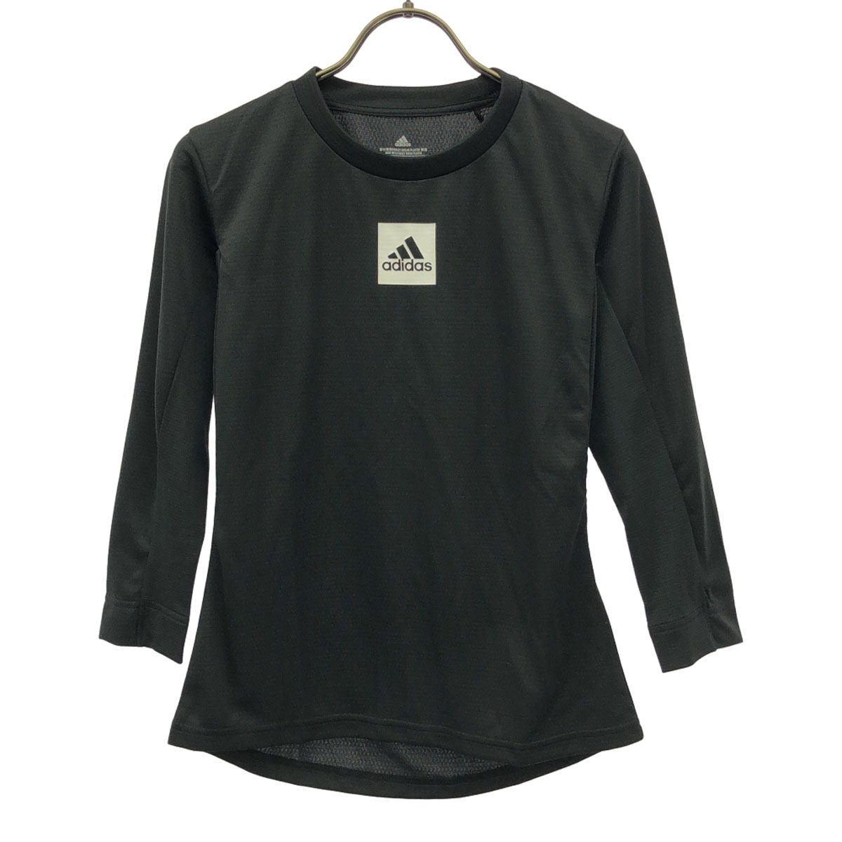 未使用 adidas アディダス ロゴプリント テニス 7分袖 パリ テニス フリーリフト Tシャツ M ブラック タグ付き レディース拍卖