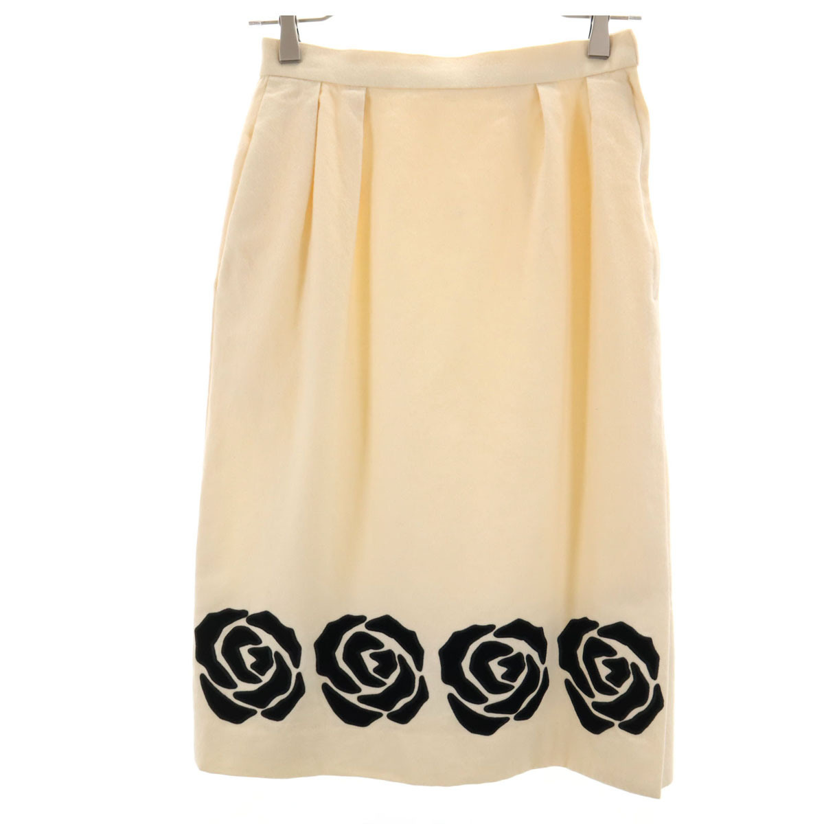 Christian Dior クリスチャンディオール 90s PRET-A-PORTER ウール オールド ミディ丈 スカート M オフホワイト レディース拍卖