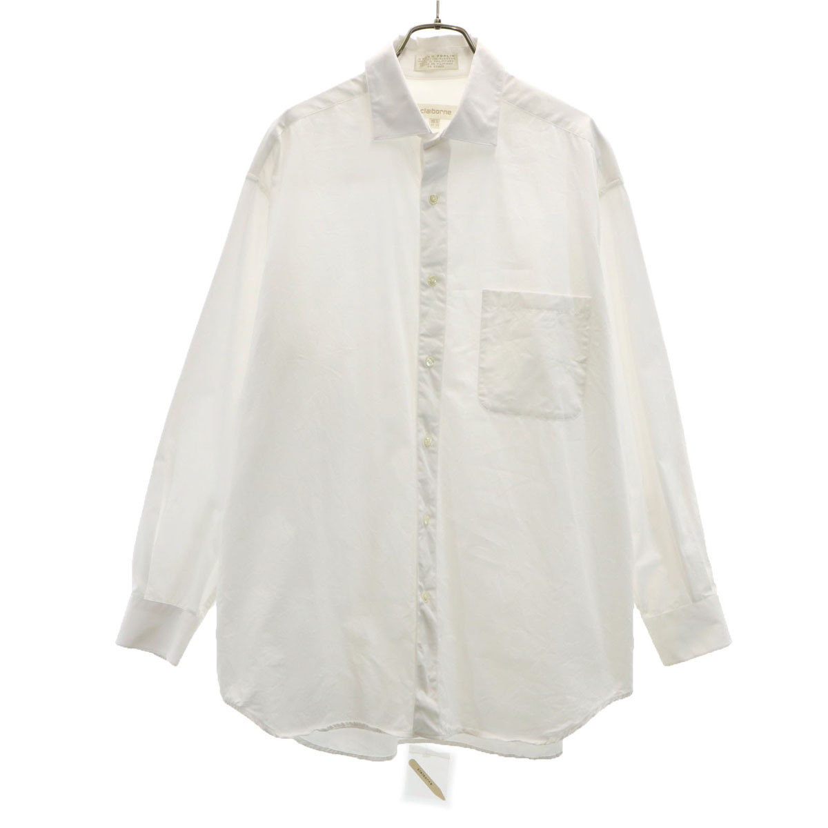 Claiborne クレイボーン 90s オールド 長袖 コットンシャツ 15 1/2 32-33 ホワイト メンズ拍卖