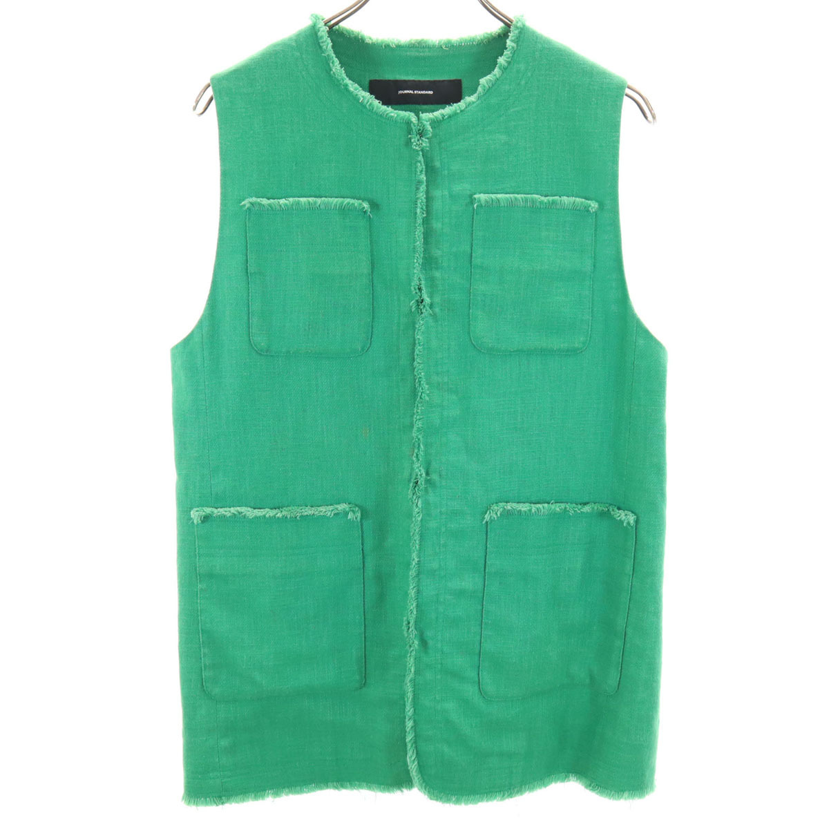 JOURNAL STANDARD ジャーナルスタンダード リネンブレンド ベスト グリーン レディース拍卖