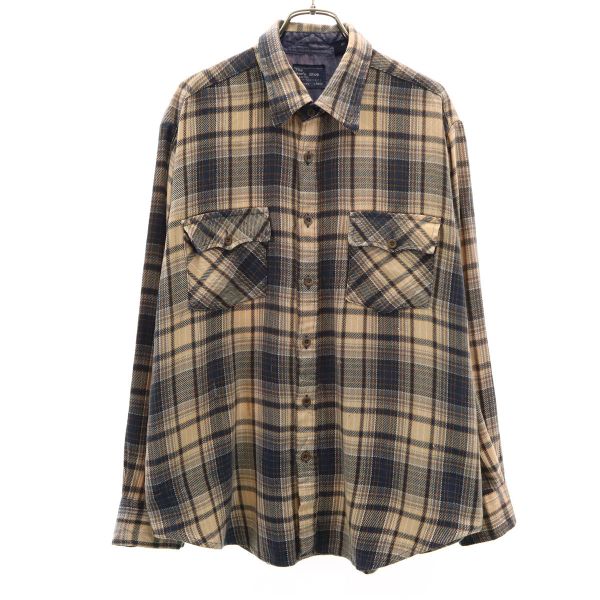 The Men's Shop ザ メンズショップ 80s ヴィンテージ チェック柄 長袖 シャツ L ベージュ JC Penney メンズ拍卖