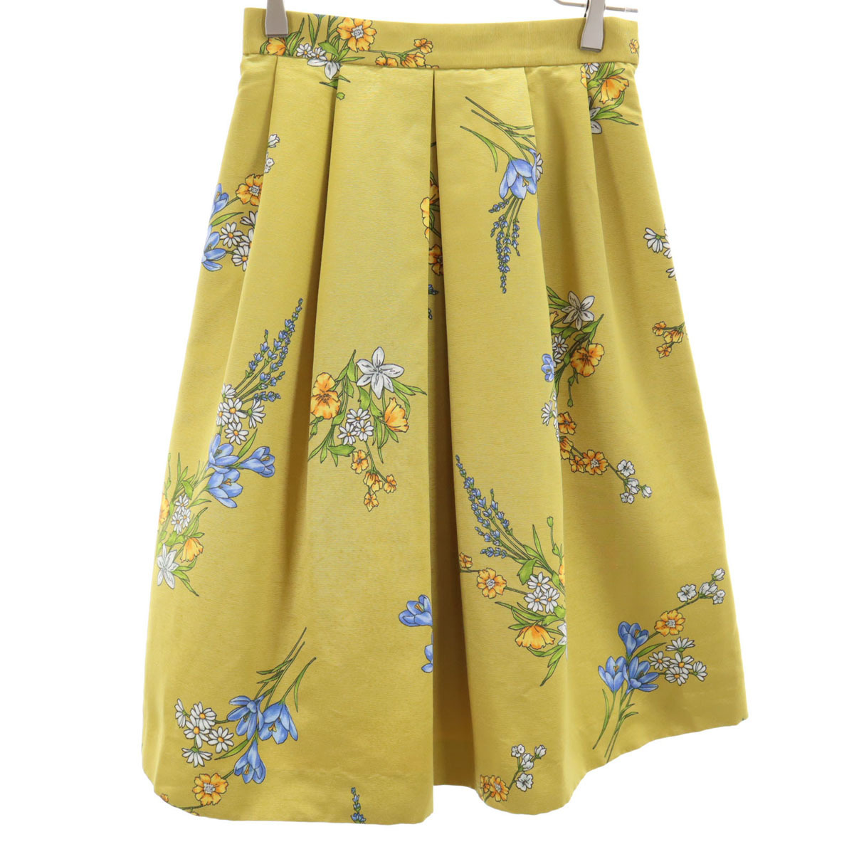 MACKINTOSH PHILOSOPHY マッキントッシュフィロソフィー 日本製 花柄 ミモレ丈 フレアスカート 34 マスタード レディース拍卖