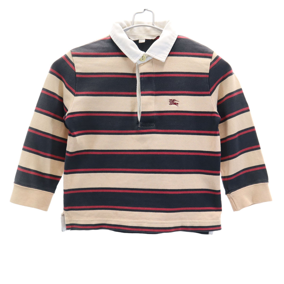 BURBERRY バーバリー ボーダー柄 長袖 ポロシャツ 100A ベージュ 三陽商会 キッズ拍卖