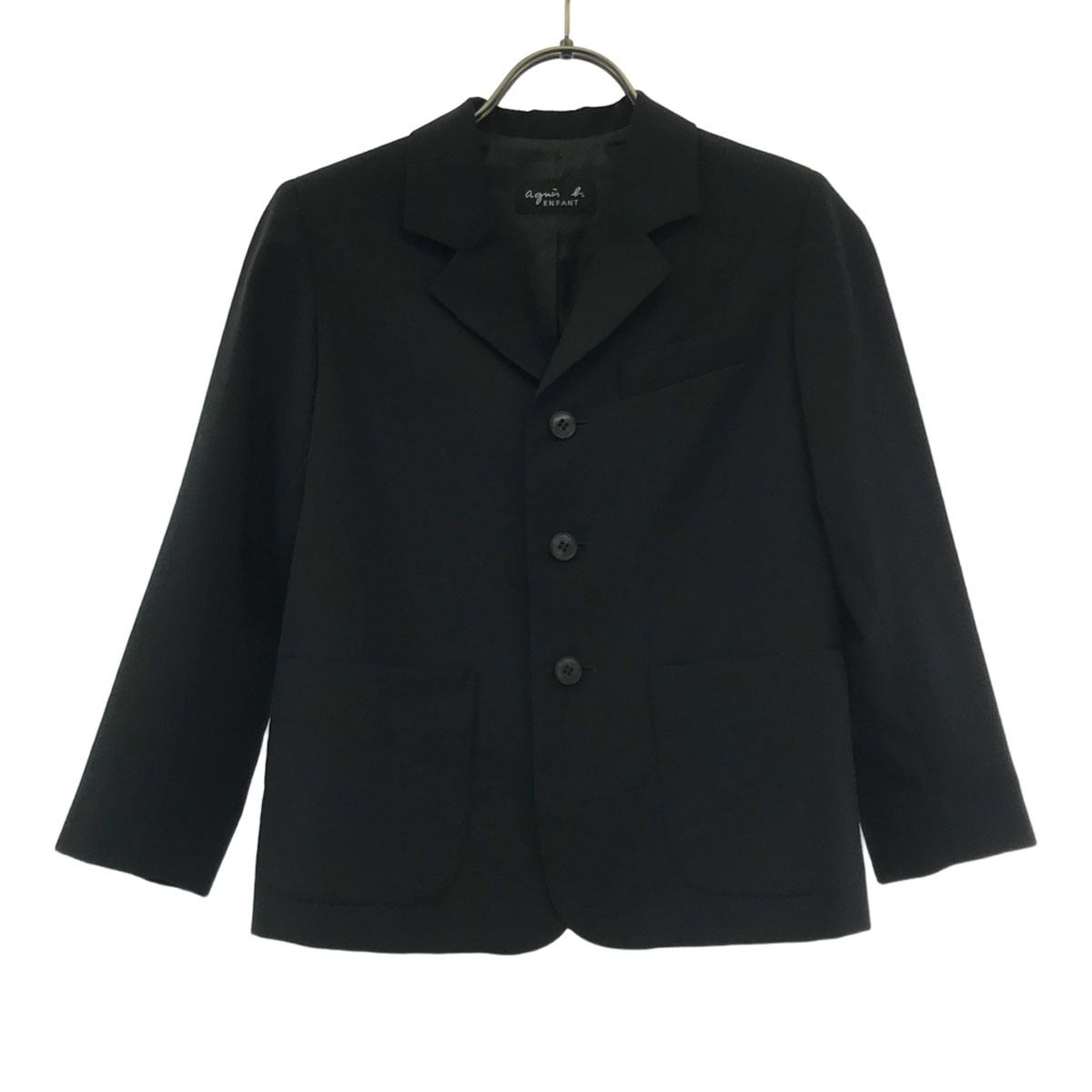 agnes b. ENFANT アニエスベーアンファン フランス製 ウールブレンド ジャケット 8ans ブラック スーツジャケット 肩パッド入り キッズ拍卖