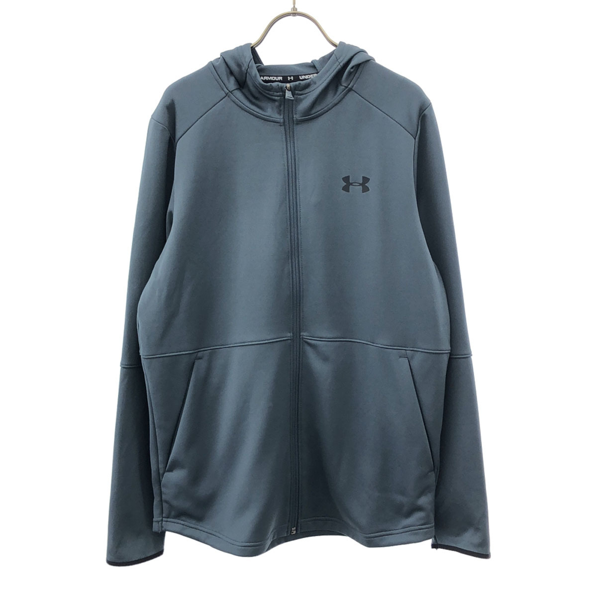 UNDER ARMOUR アンダーアーマー ロゴプリント 長袖 トレーニング ジップパーカー LG ブルー系 メンズ拍卖