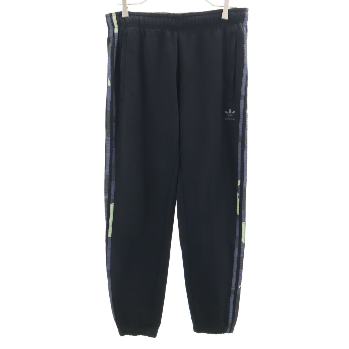 adidas アディダス ジョガーパンツ M ブラック系 トレフォイルロゴ 3ライン 裏起毛 メンズ拍卖