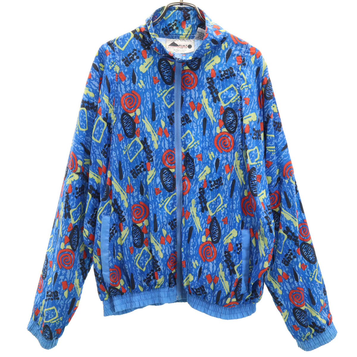 AVIAT SPORTIF 90s オールド 総柄 ナイロンジャケット XL ブルー系 メンズ拍卖
