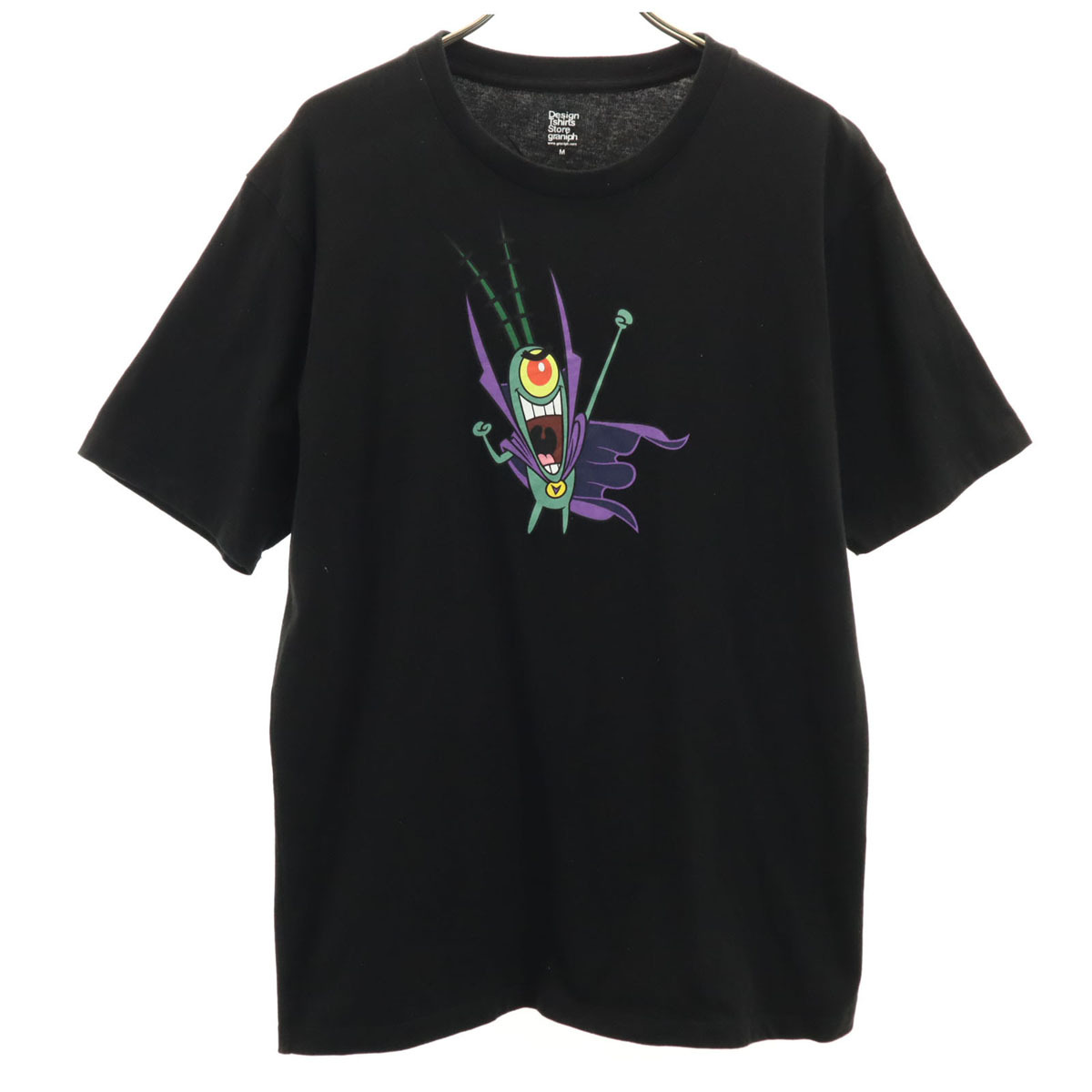 Design Tshirts Store graniph デザインシャツストアグラニフ プランクトン プリント 半袖 Tシャツ M ブラック スポンジボブ メンズ拍卖